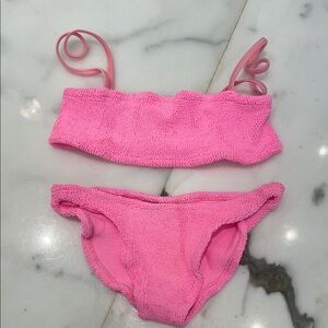 Hunza G  Pink Textured Bikini Set  Swimwear